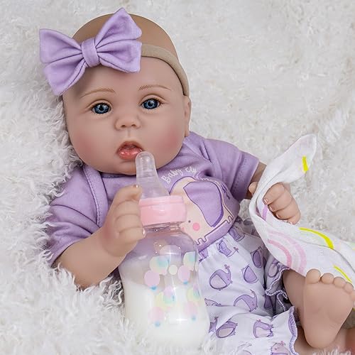 Miniatura 37 de Milidool Muñecas de bebé Reborn de 18 pulgadas, muñeca realista de bebé recién nacido, muñecas de silicona de aspecto real, con accesorios completos