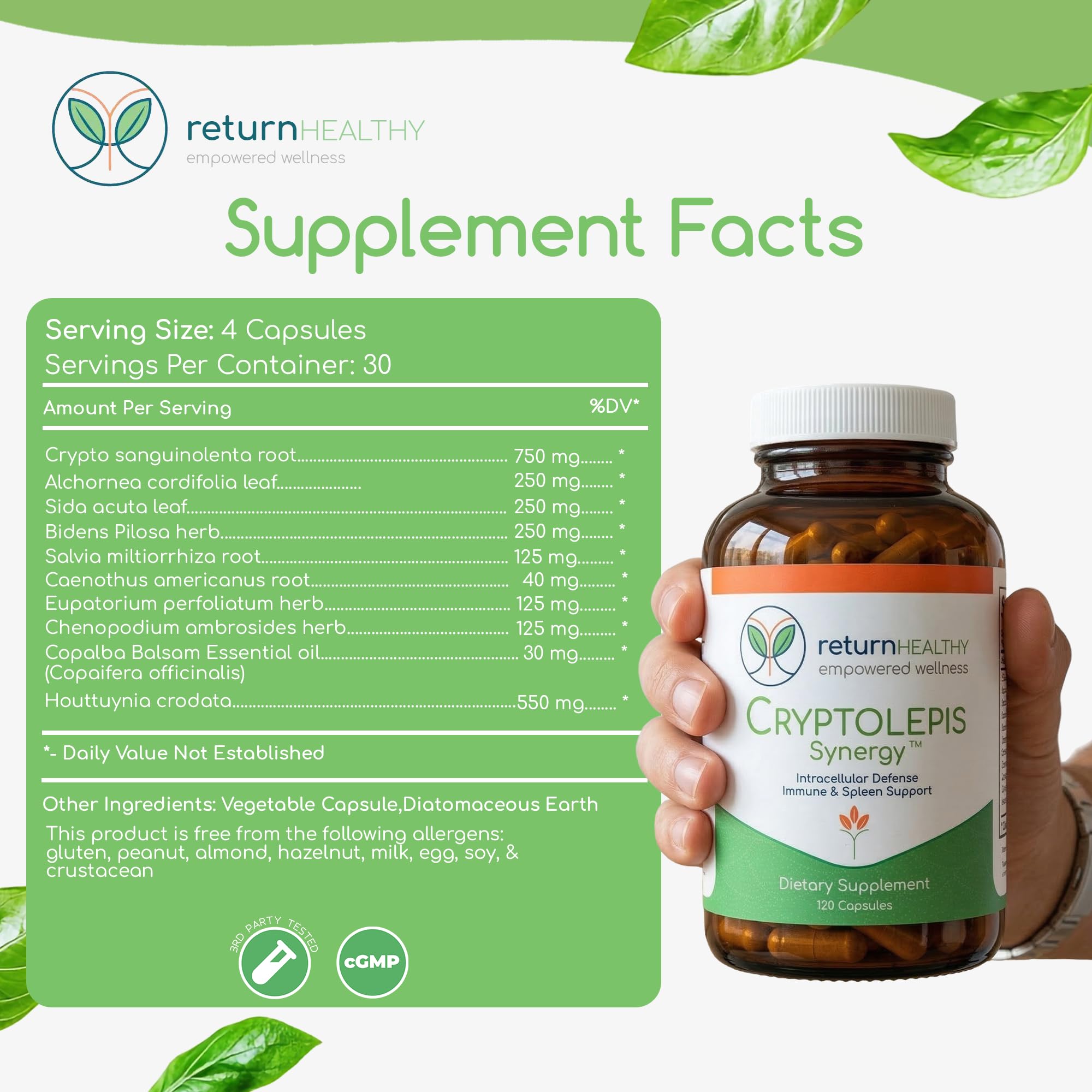 Cryptolepis Synergy, Immune Support Vitamins, Immune System Booster for Adults, Liver, Lymphatic, & Immune Support Supplement, Supports Lyme & Natural Parasite Defense, 120 Capsules — Amazon image 7
