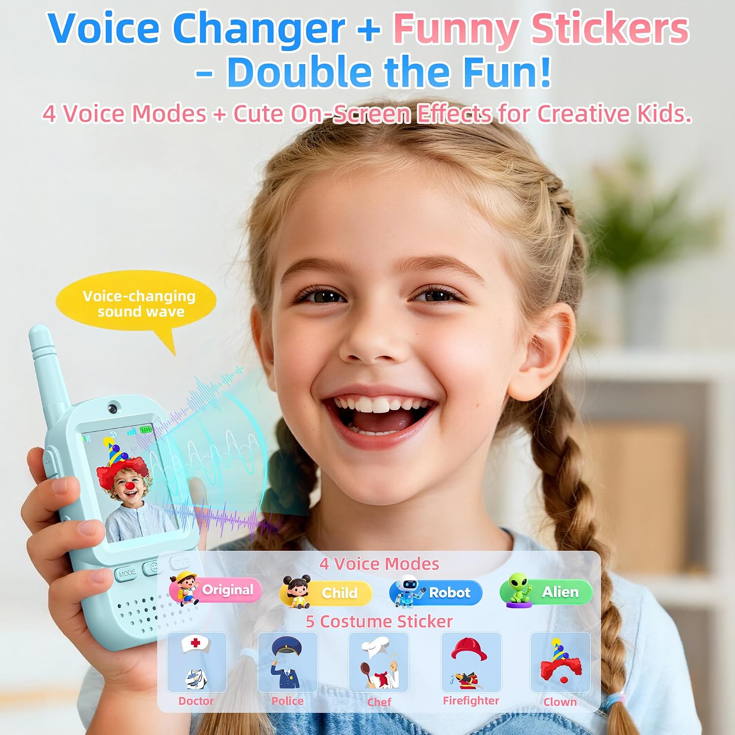 Video Walkie Talkies for Kids 2 Pack – Rechargeable Kids Walkie Talkies with HD Camera & Voice Changer, 2'' Screen Fun Intercom Toys for Boys Girls, Long Range Outdoor Play Camping Hiking Family Games
