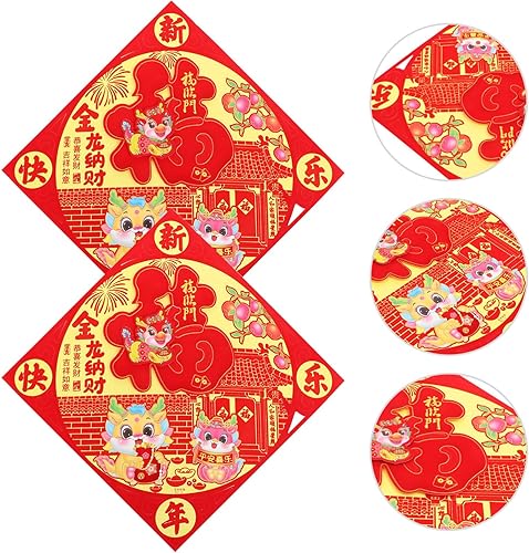 Miniatura 8 de BESTOYARD Pegatina de pared con personaje de la bendición del año nuevo del dragón 2024 Fu Festival de primavera, decoración de año nuevo chino para