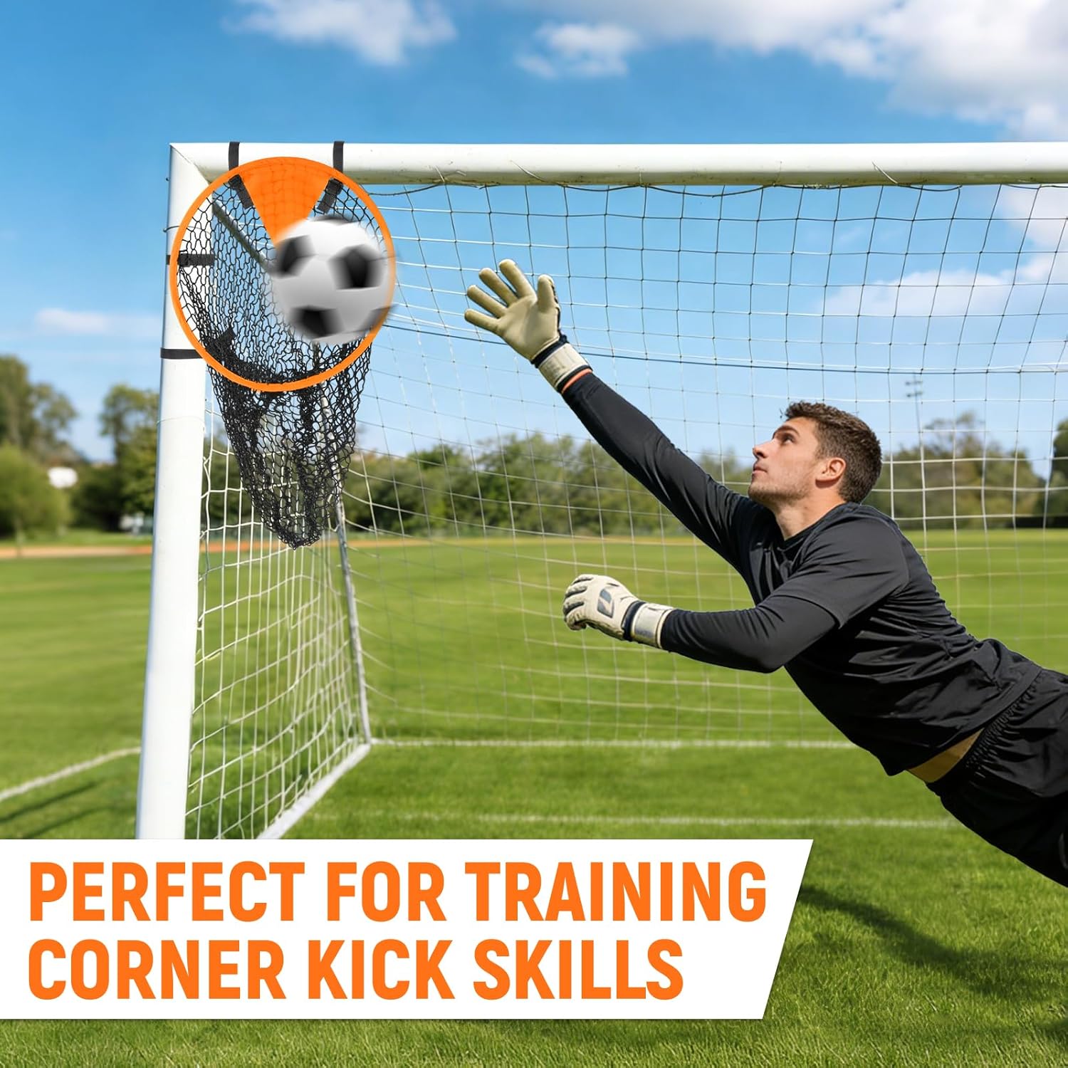 Soccer Goal Target 2 Pack, 17-Inch Top Bins Corner Shooting Accuracy Trainer – Carbon Fiber Frame, Easy Attach & Detach, Portable with Carry Bag, Soccer Training Equipment for Teens & Adults