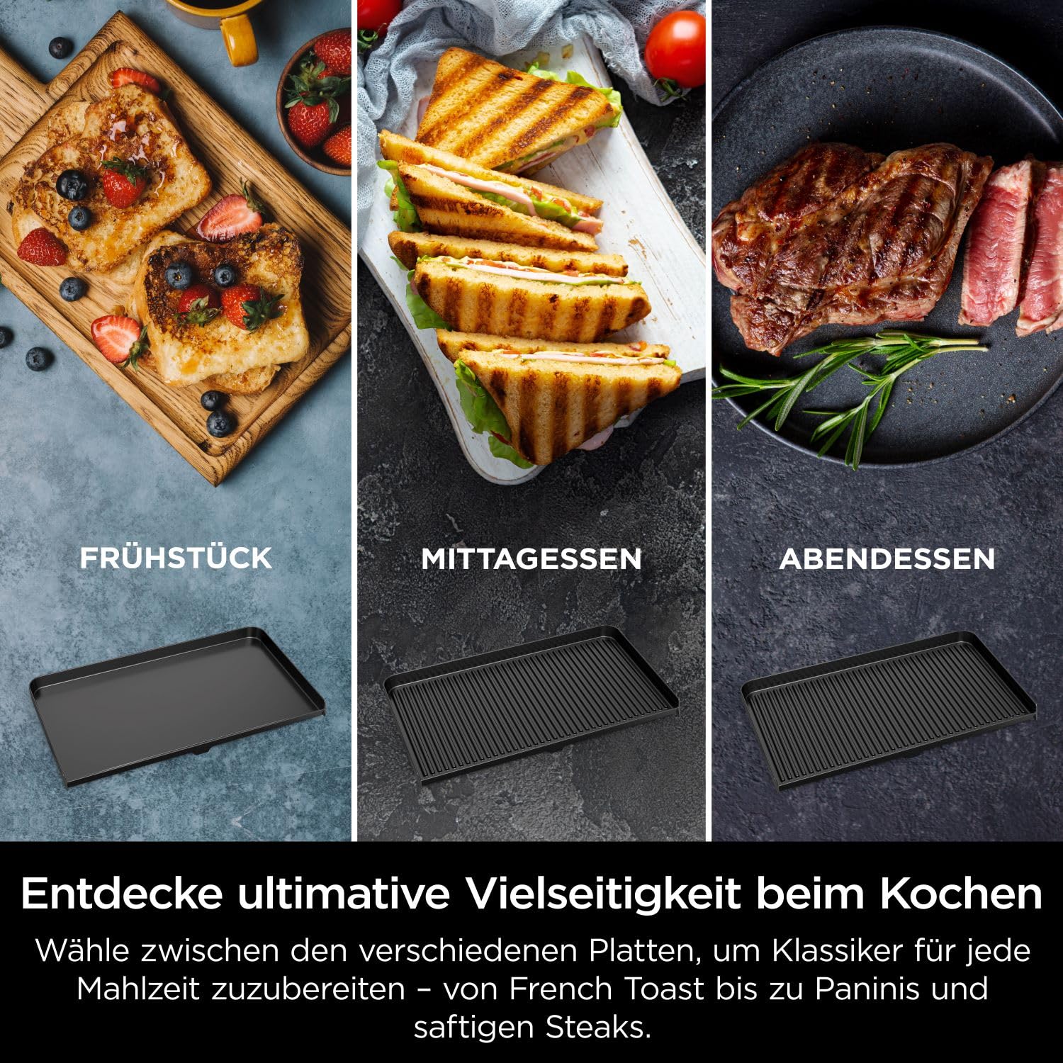 Ninja Sizzle Pro XL Indoor-Grill & Plancha GX101EU, Keramikbeschichtung, abnehmbarer Deckel, Silber/Schwarz