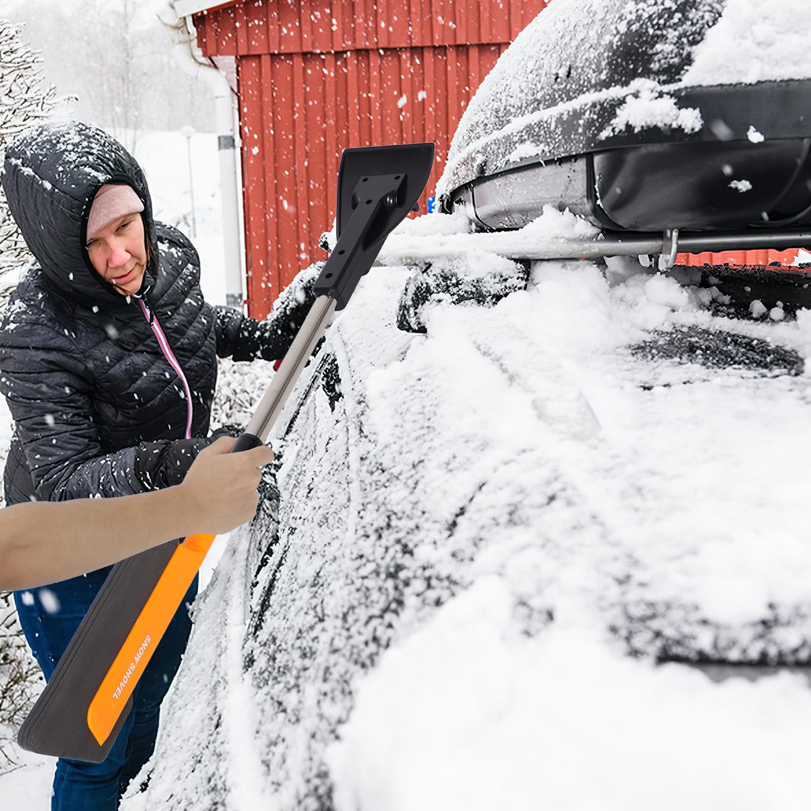 DOITOOL 4 Pezzi Raschietto per Ghiaccio e Pala da Neve per Auto in Lega di Alluminio e ABS, Strumento Estensibile la Rimozione della Neve del Ghiaccio su Tetto e Finestrino, per