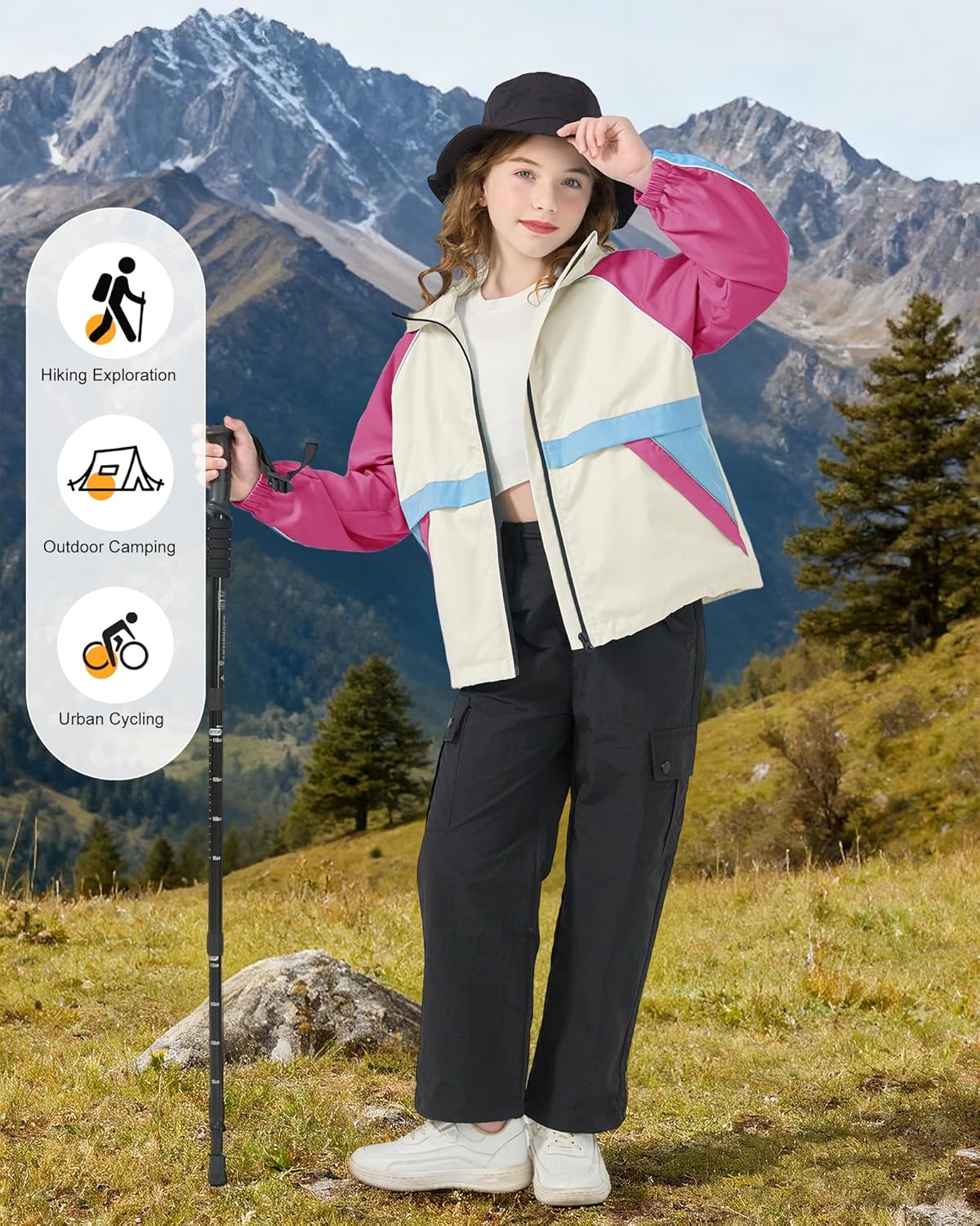 Rolanko Girls Rain Jacket Kids Waterproof Lightweight Hooded Windbreaker Raincoat for Boys Outdoor Hiking School Travel - Image 2