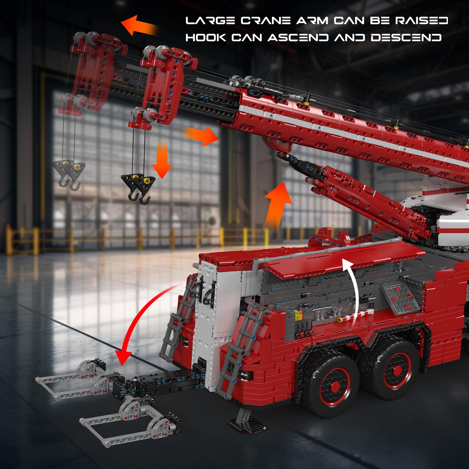 Mould King 19008S Technique Dépanneuse Grue Blocs de Serrage 10966 pièces Technique d'ingénierie Camion Modèle Wrecker Kit de Montage Chariot de Grue pneumatique Cadeau pour Adultes et Adolescents
