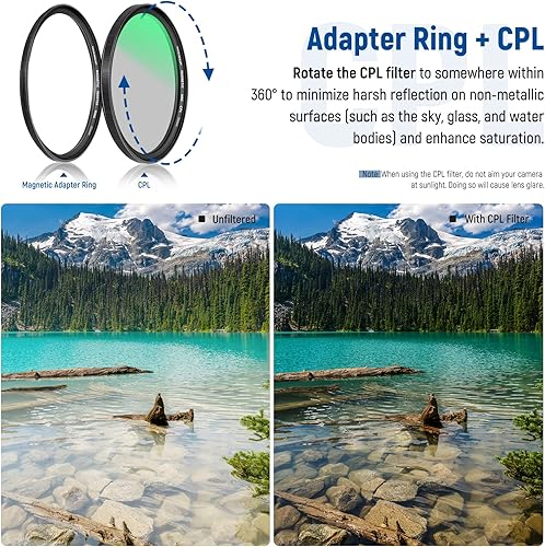 Miniatura 5 de NEEWER Kit de filtro magnético 5 en 1 de 1.929in, incluye densidad neutra ND1000+MCUV+CPL+anillo adaptador+tapa de filtro con revestimiento de 42