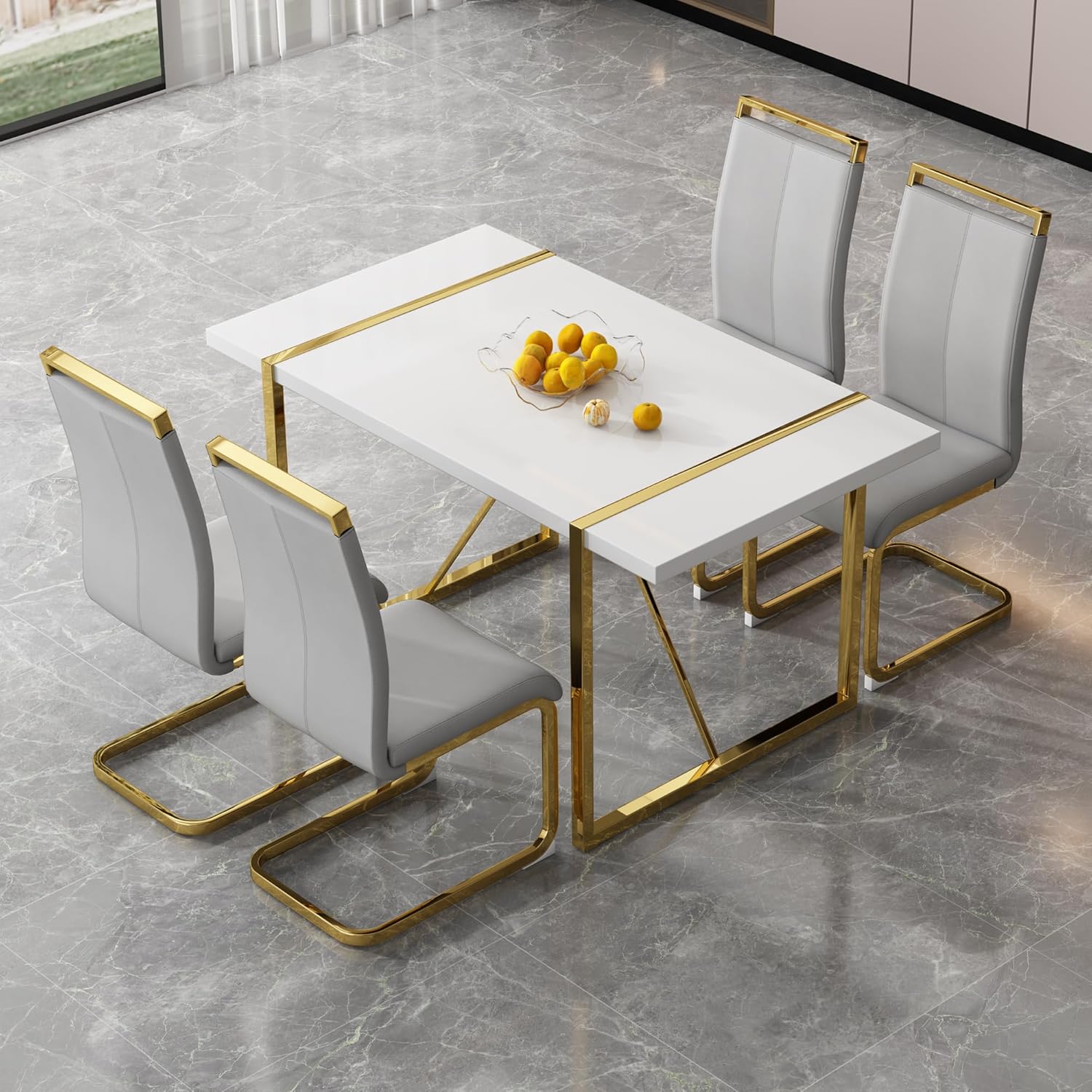 5 Piece Dining Table Set for Dining Room, Kitchen Table and Chairs Set ...