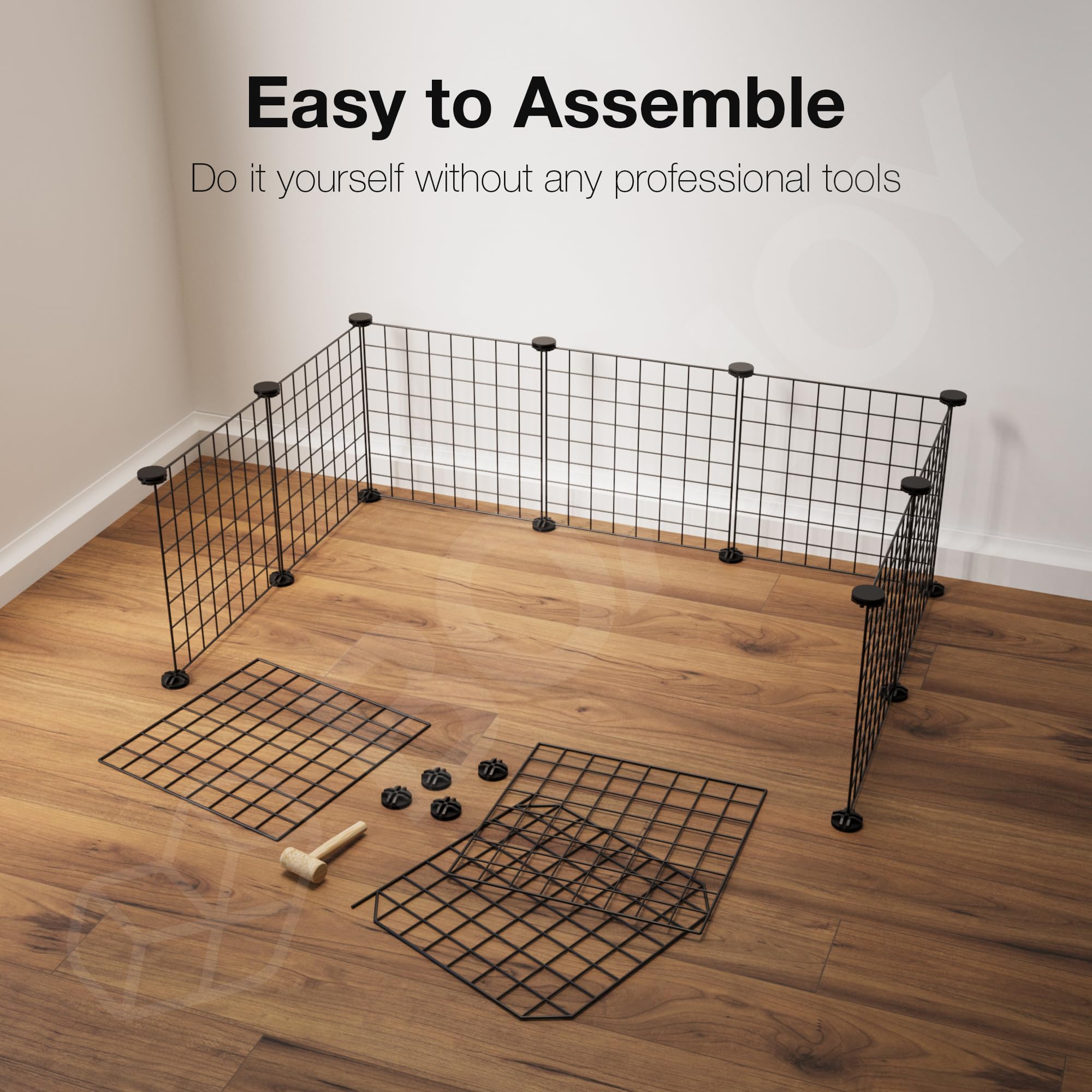 BOXJOY Foldable Metal Playpen Cage Crate for Puppies Small Cats Dogs Rabbit Guinea Pig Hamster at Home | Adjustable Fence with Door Lock | Accessories For Cat Dog Puppy (35x70x105 cm, Black, 9 Panels) 1