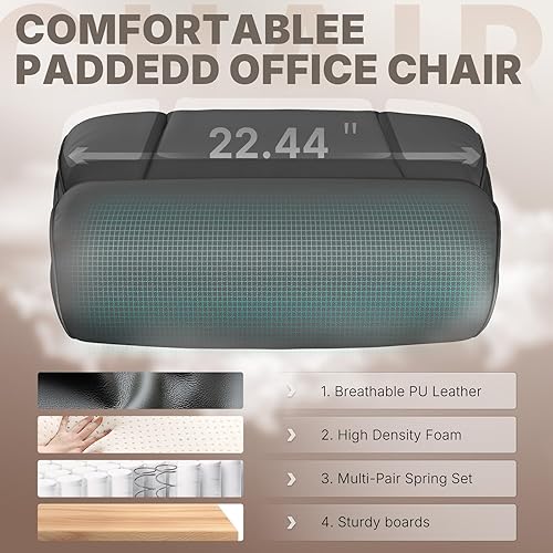 Vista 8 de Silla de oficina, silla ergonómica de oficina grande y alta de 750 libras, silla de juegos de cuero con respaldo alto, silla ejecutiva ancha