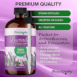 Naturopathy Lavender Essential Oil, 100% Natural Therapeutic Grade, Premium Quality Lavender Oil, 4 fl. Oz - Perfect for Aromatherapy and Relaxation