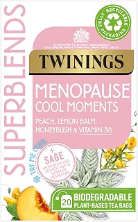 Twinings Superblends Menopause Cool Moments Peach Herbal Tea infusion with Lemon Balm, Honey Blush & Vitamin B6, 20 Biodegradable Bags