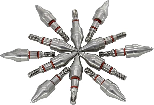 maifield Stainless Steel Archery Field Points, Easy Pull Various OD for 85/100/125/150/175/200/225/250/275/300 Grains,Screw in Archery Field Tips