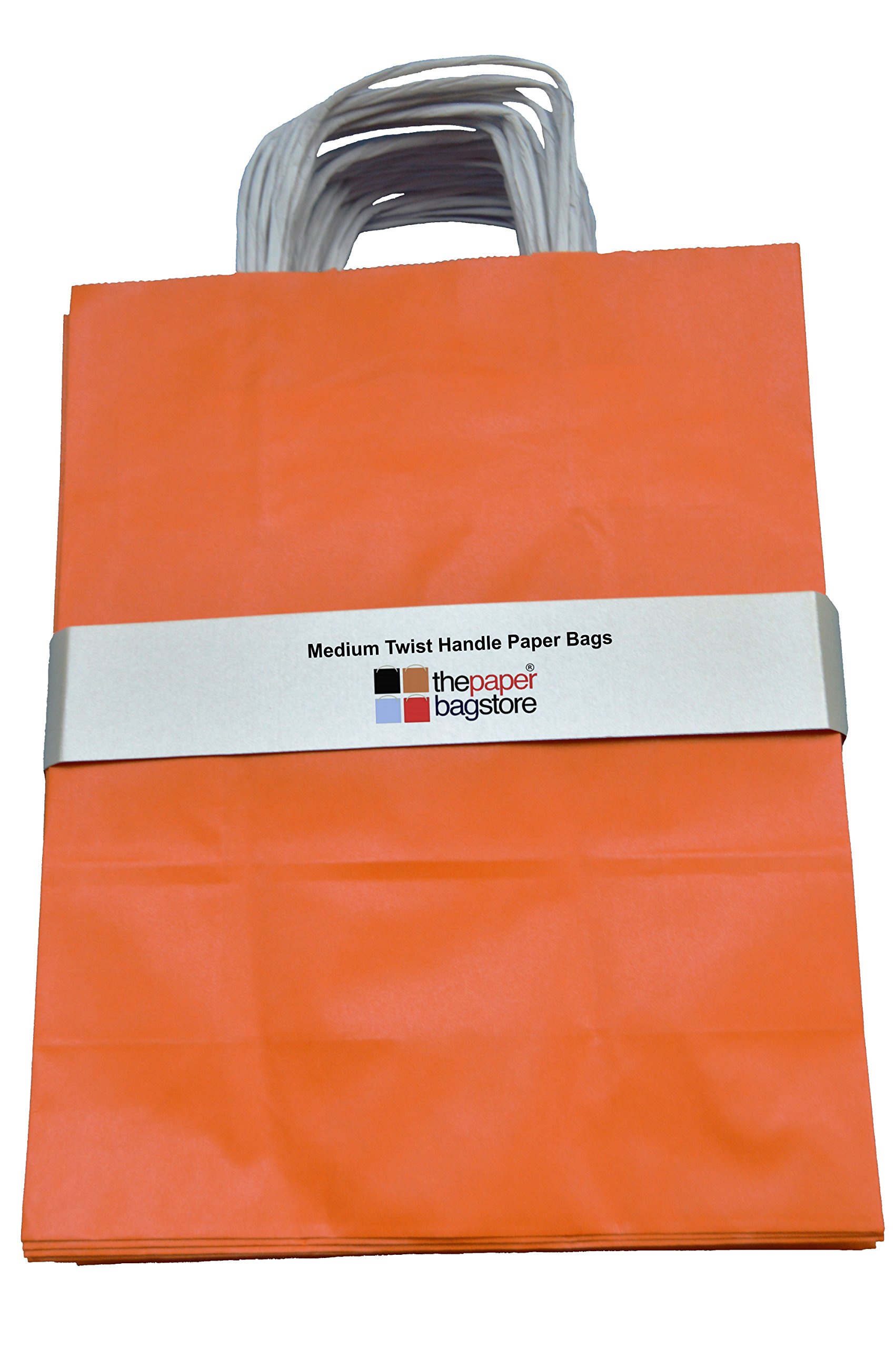 Thepaperbagstore Twist Handle Paper Bag, Orange, 10"x4.5"x12" (W x D x H), 1 count (Pack of 20) - Image 2