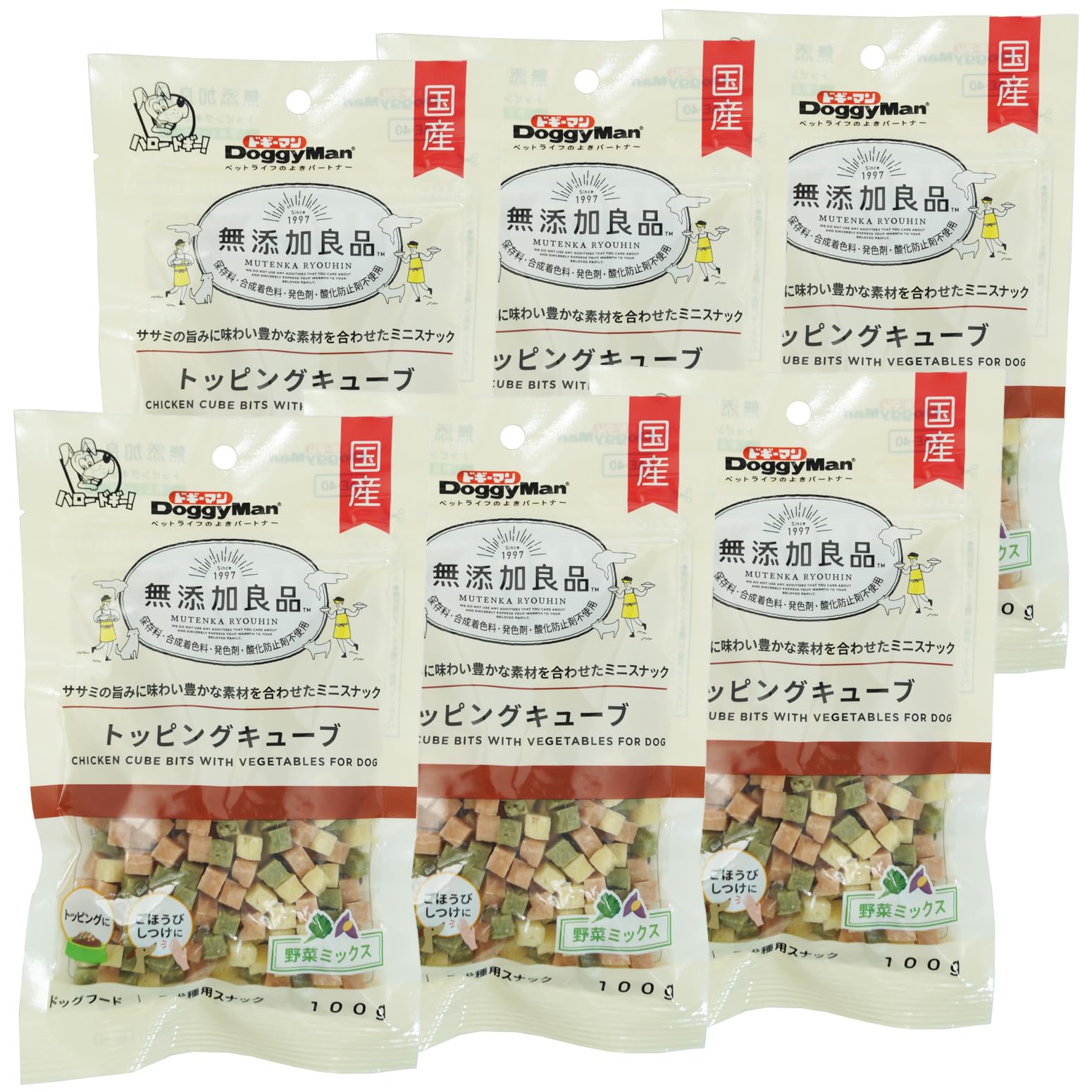 ドギーマン 無添加良品 トッピングキューブ 野菜ミックス 100g×6個セット