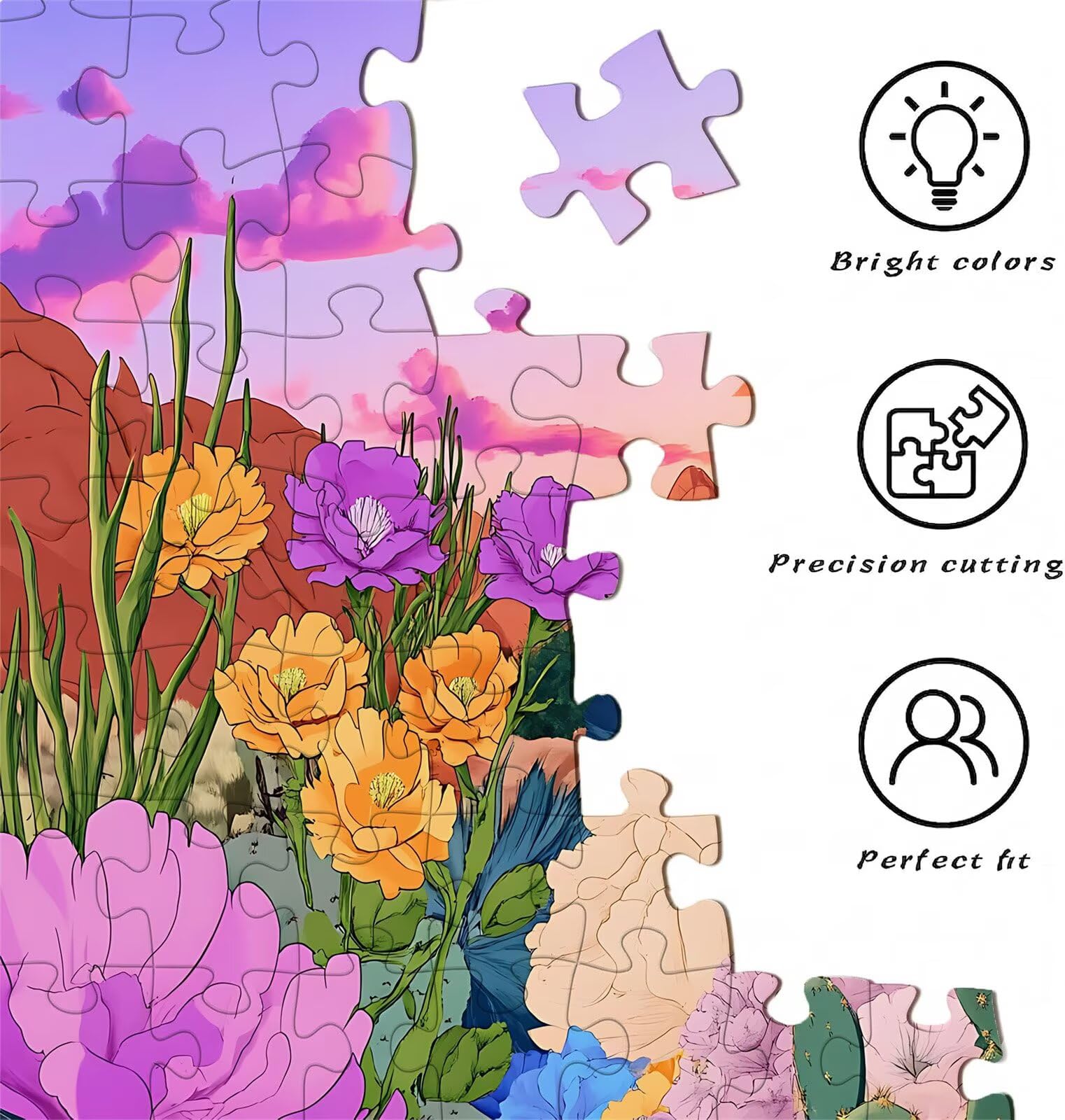 Puzzle 2000 elementów, drewniane puzzle dla dorosłych, kwiat, kaktus, Impossible, klasyczne puzzle Jigsaw 99,5 x 70,5 cm, gra rodzinna, puzzle, redukcja stresu, gra myśląca, dekoracja domu, w0-297