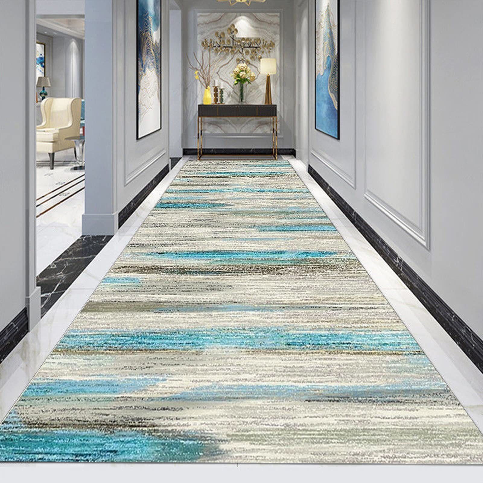 Tapis de couloir long 80x350cm tapis de sol entrée nordique
