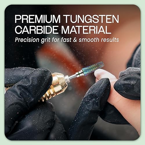 Miniatura 203 de PANA Broca de carburo de uñas 5 en 1 – Uso de rotación bidireccional para zurdos y diestros – acrílico de eliminación rápida o gel duro – vástago