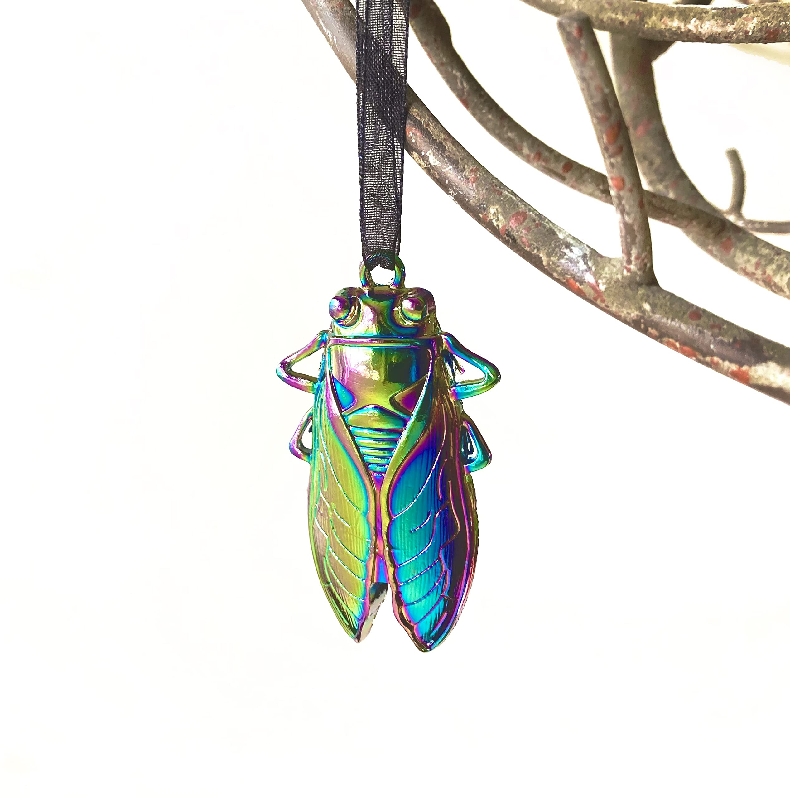Enchanted LeavesCicada Ornament | Large Iridescent Rainbow Insect Ornament | Magic Colorful Cicada | Big Bug Gift Tag