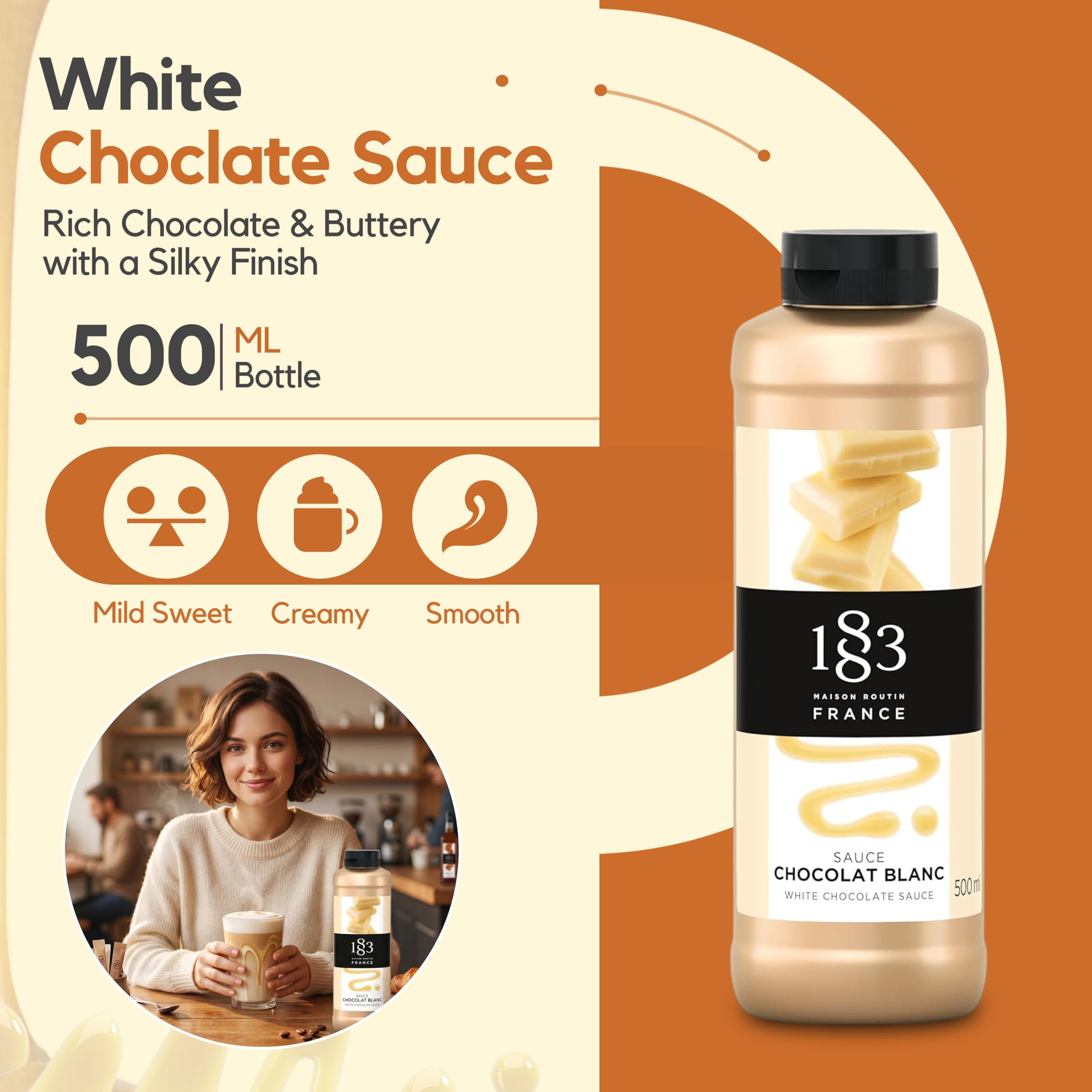 Amazon.com: 1883 White Chocolate Sauce – 500ml Bottle – Authentic