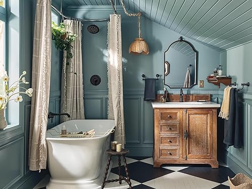 Miniatura 9 de Moen 6402BL Belfield - Grifo de lavabo de baño con una manija con conjunto de drenaje y placa opcional, negro mate