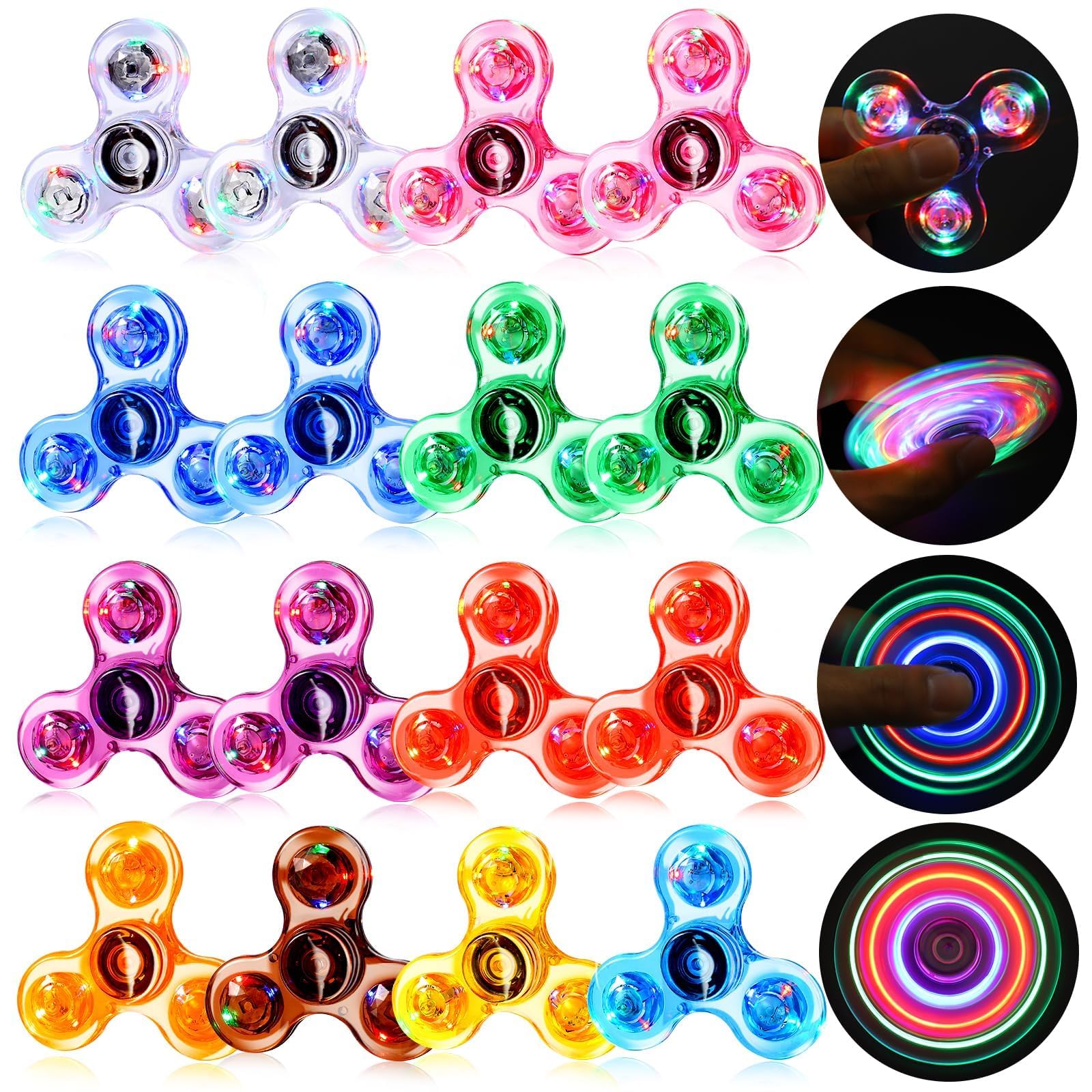 Gigilli Fidget Spinners 16 Pcs, Kids Christmas Stocking Stuffers Gifts, Light Up Fidget Toys Bulk Goodie Bag Stuffers Glow in The Dark Party Favors Christmas Birthday Gifts Return Classroom Prizes