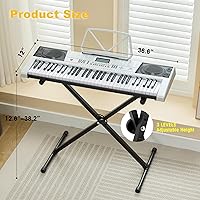 Vista 6 de MUSTAR Teclado de Piano de 61 Teclas, Teclado de Piano Eléctrico MEKS-400 con Teclas Iluminadas, Teclados de Piano de Aprendizaje