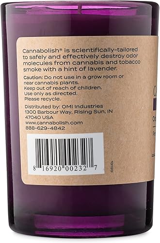 Miniatura 6 de Cannabolish Vela eliminadora de olores de humo de lavanda, 7 onzas, ingredientes naturales