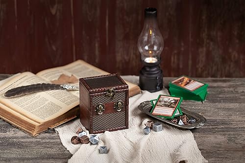 Miniatura 5 de Elven Vault (Chainmail) - Caja de madera para encimera con protector de almacenamiento para TCG, MTG Magic, FaB, YGO, EDH, Commander, Box, dados