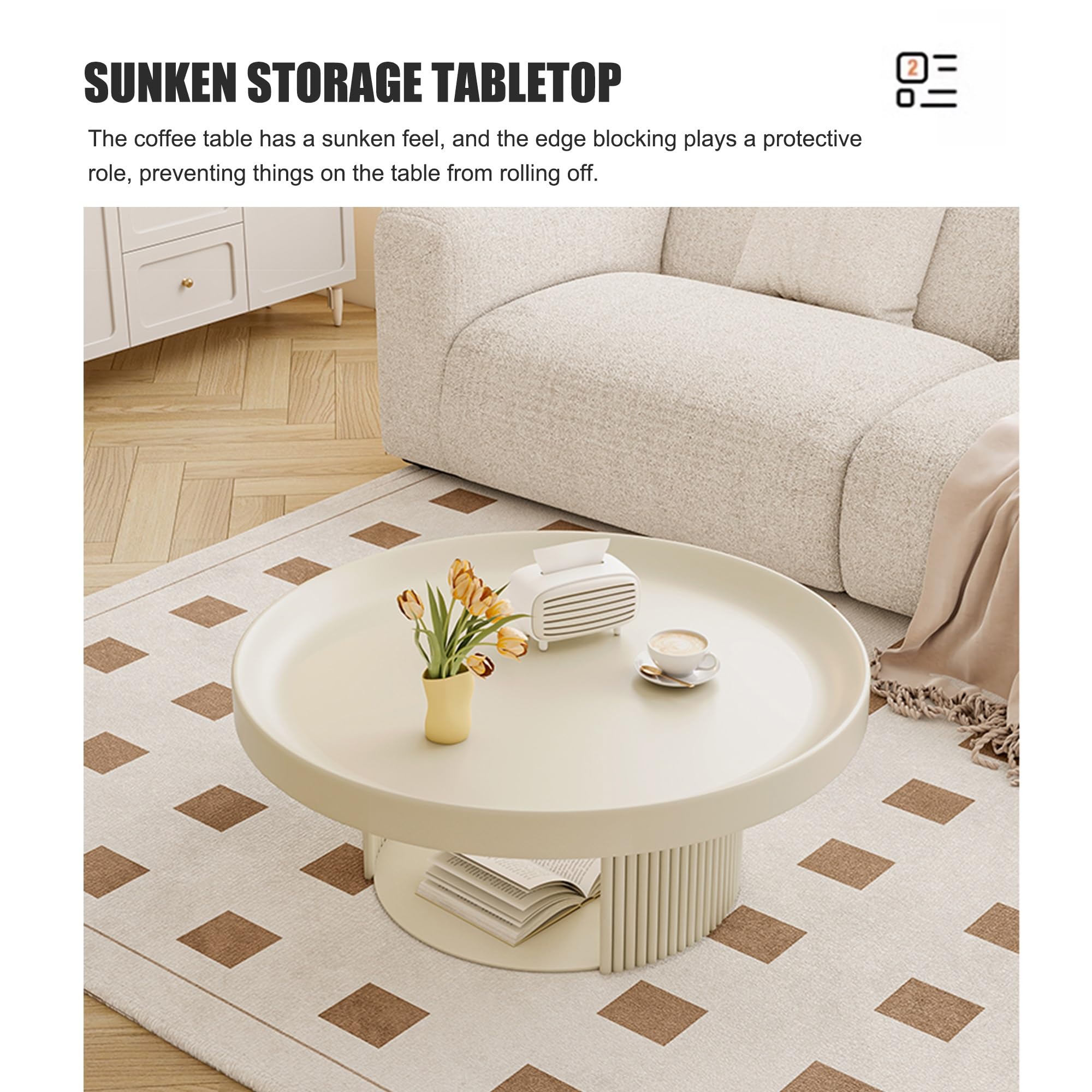 Stolik kawowy do małych pomieszczeń, okrągły, czarny design, idealny do salonu lub patio