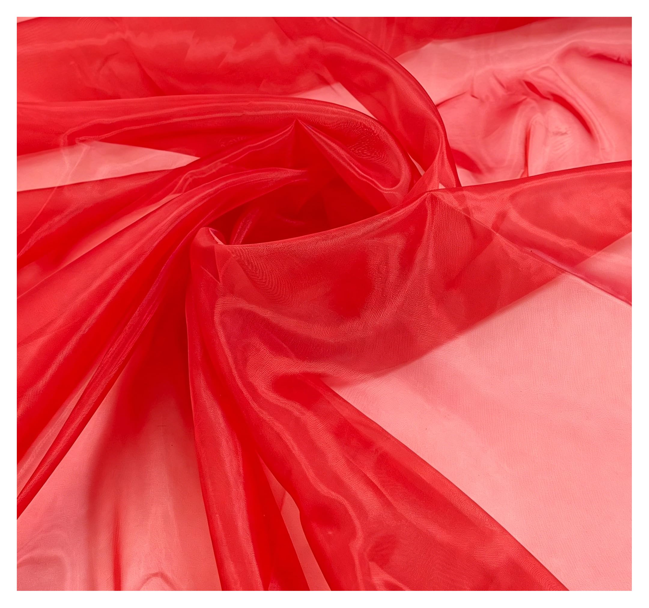 10M x 1.5M Organza Stoff Meterware Transparent Stoffe Zum Nähen Tüll Dekostoff Netzstoff Organza Modestoff Glänzend Kostümstoff für Tischdecken, Kleidung, DIY Basteln, Hochzeitsdeko