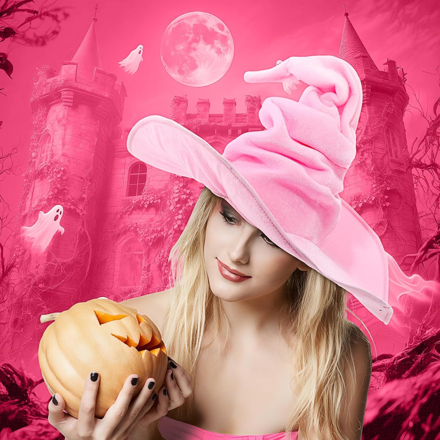 JenPen Women's Witch Hat Large Velvet Ruched Wizard Hat Witch Cosplay Costume Accessory for Halloween Party Masquerade - Image 6