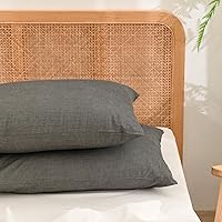 Vista 23 de BESTOUCH Funda de almohada 100% algodón lavado para cabello y piel, tacto de lino, suave, cómoda, transpirable, juego de 2 fundas de almohada