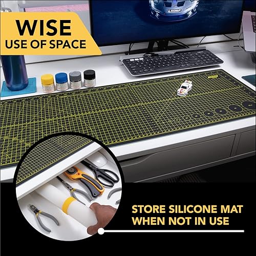 Miniatura 4 de KOUGU Alfombrilla de silicona de alta calidad y corte para manualidades (31 x 12 pulgadas), diseñada para una máxima protección de la superficie,