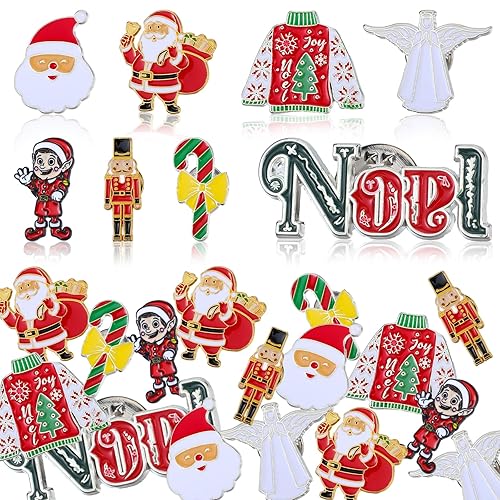 24 Pcs Winter Enamel Lapel Pins Bulk for Women Snowman