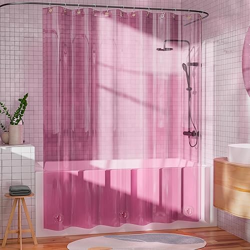 Miniatura 18 de AmazerBath Forro de cortina de ducha resistente, cortina de ducha 100% EVA transparente y forro 2 en 1, 72 x 72 pulgadas, forro de ducha de plástico