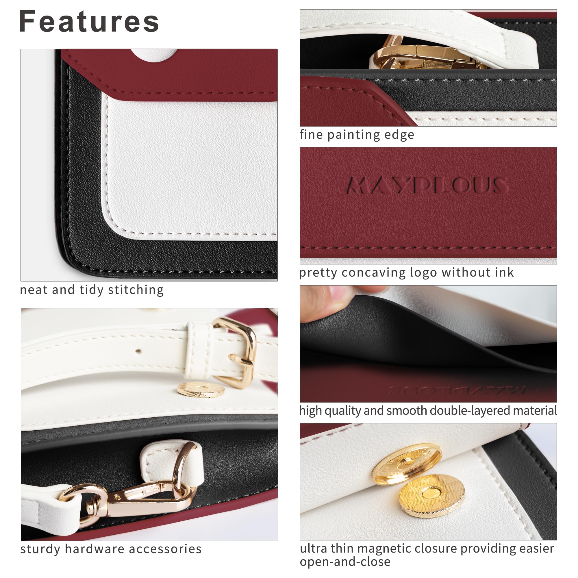 Mayplous Women's Crossbody Bag with Removable Chain Shoulder Bag Small Handbag (Cherry)