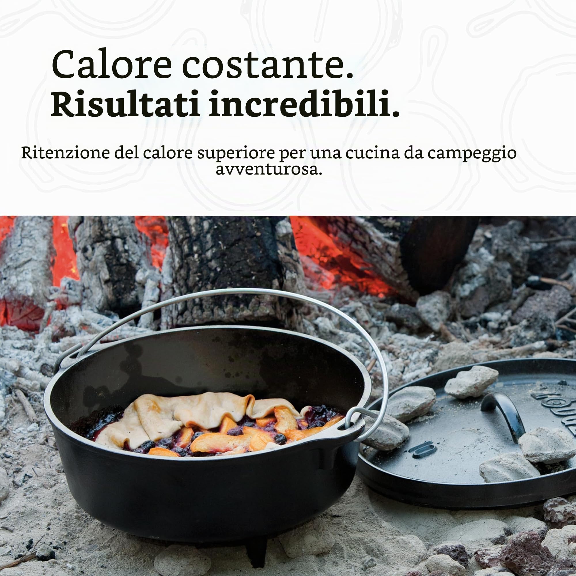 Lodge Forno olandese in ghisa pre-stagionato, 25,4 cm, 3,79 litri, per esterni, campeggio, nero