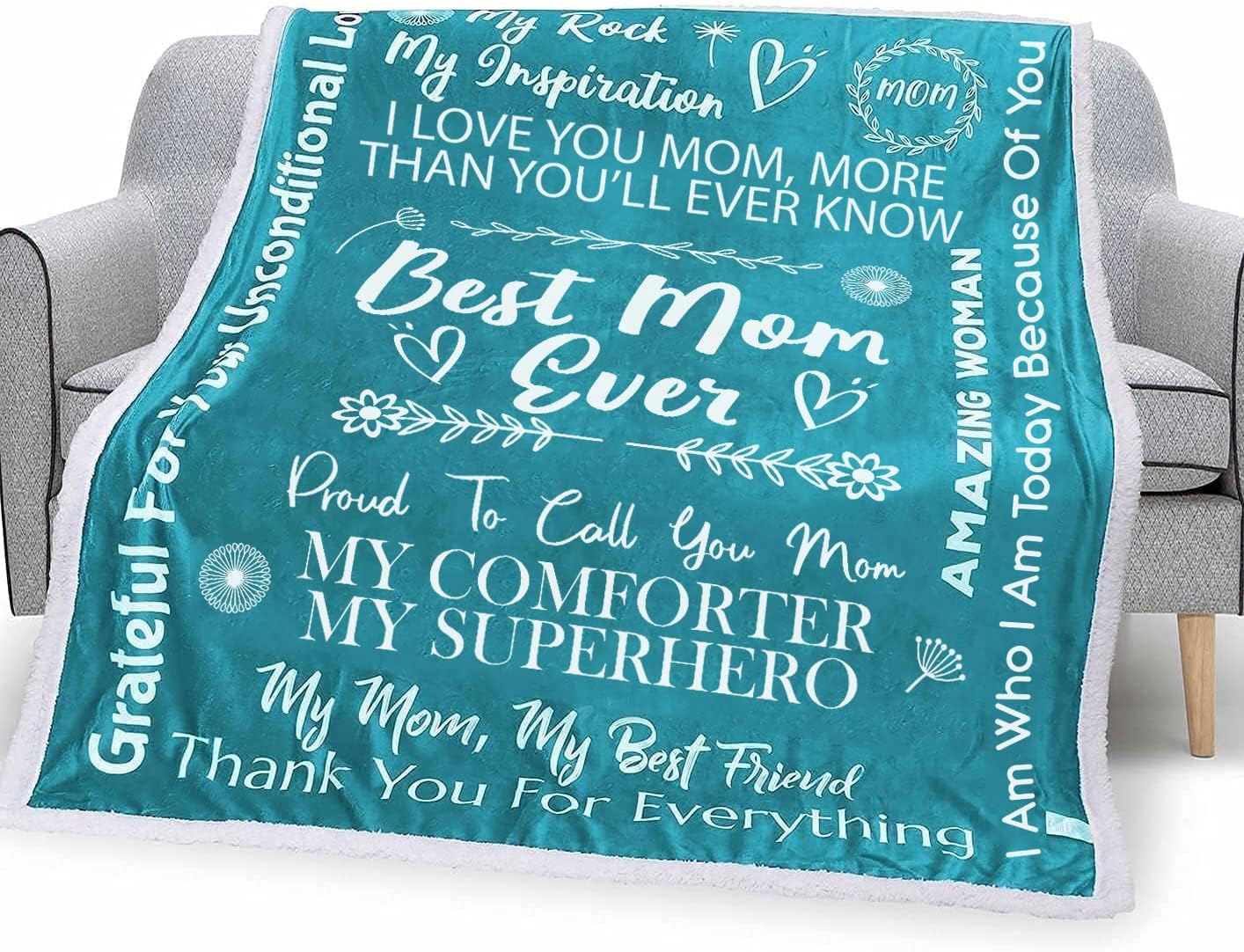 Mom Gifts, for Mom, Mom Birthday Gifts Blanket from Daughter Son, Best Mom Ever Gift Blanket, Mom Gifts for Mother's Day, I Love You Mom Unique Birthday Gift