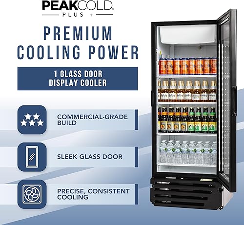 Vista 29 de PEAKCOLD+ 2-Door Upright Display Refrigerator - 25.7 Cubic Ft Energy Efficient Black Merchandiser Refrigerator With Glass Doors, White Interior &
