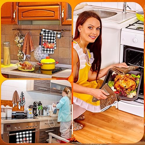 Miniatura 5 de Mixweer 6 toallas de cocina de otoño, toalla de mano de calabaza de Acción de Gracias, de 16 x 24 pulgadas, a cuadros de otoño, tela absorbente de