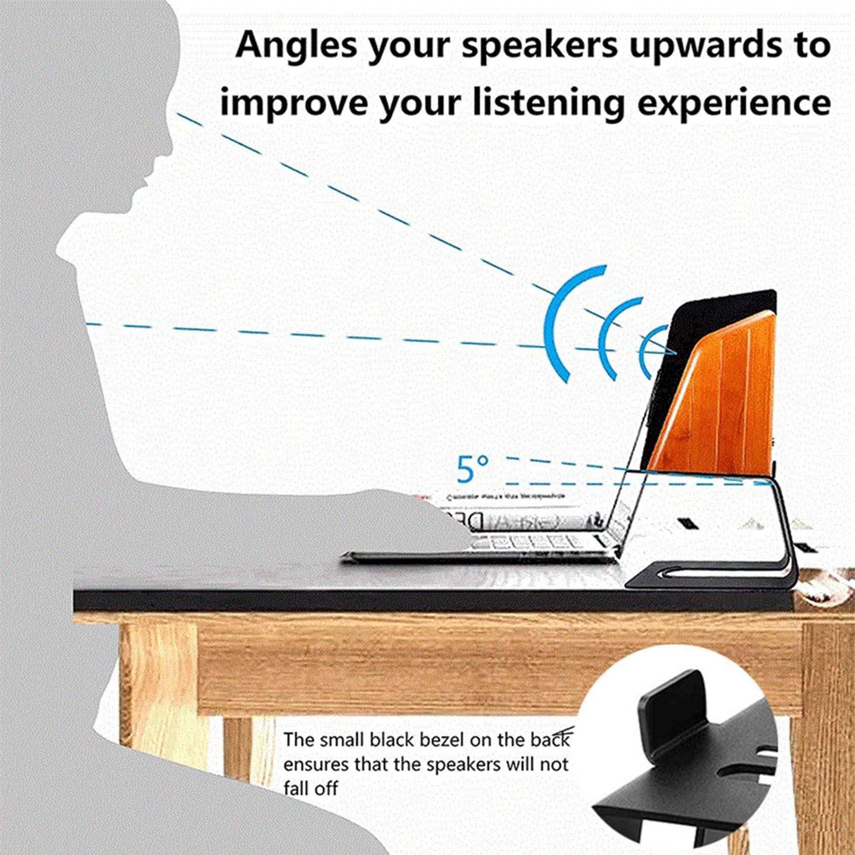 Lot de 2 supports de haut-parleurs de moniteur de hauteur 5,3 cm - Angle de vision confortable - Support de haut-parleur solide - Élévation en métal