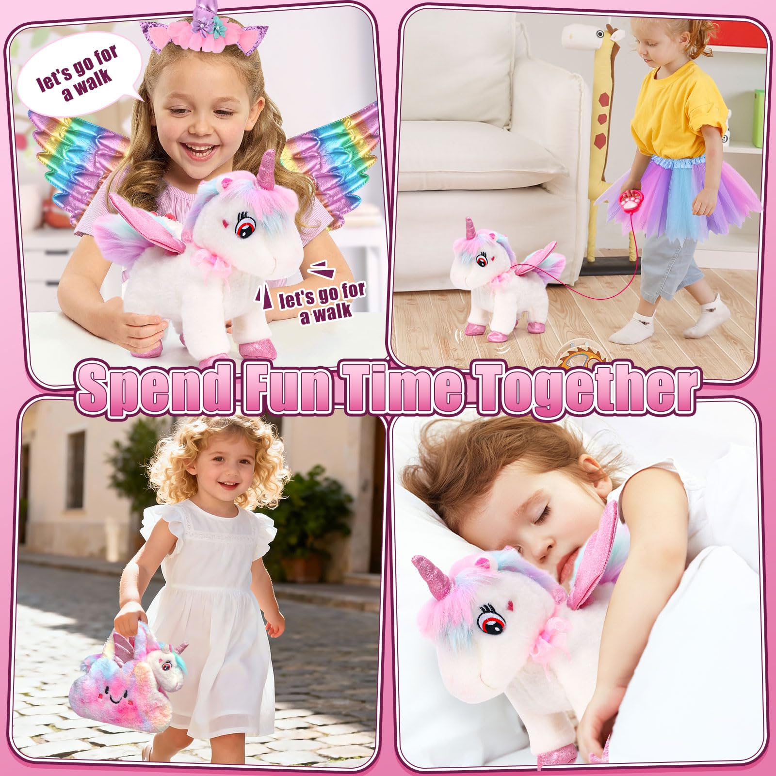 TUZT Unicornios Peluche Juguetes Niña de 3 4 5 6 7 8 Años con Unicornio Peluche Que Anda y Ladra, Ropa & Bolso, Electrónico Unicornio Juguete Cumpleaños Navidad Peluche Unicornios Regalos para Niños