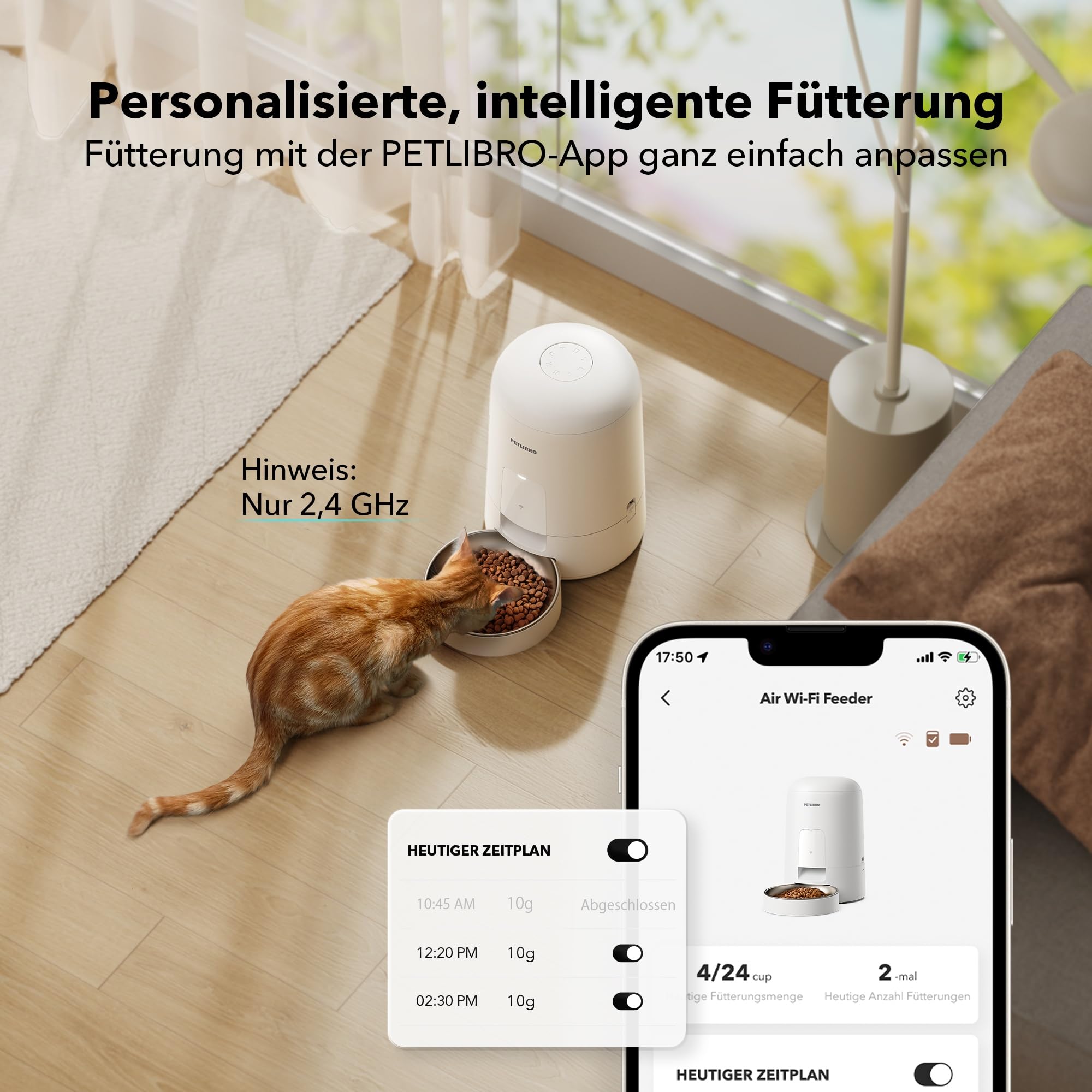 PETLIBRO Voederautomaat Voor Katten Met App, 2,4 G Wifi Compatibele Intelligente Voederdispenser Roestvrijstalen Bak Droogvoer App Besturing En Tot 10 Maaltijden Per Dag 652396629