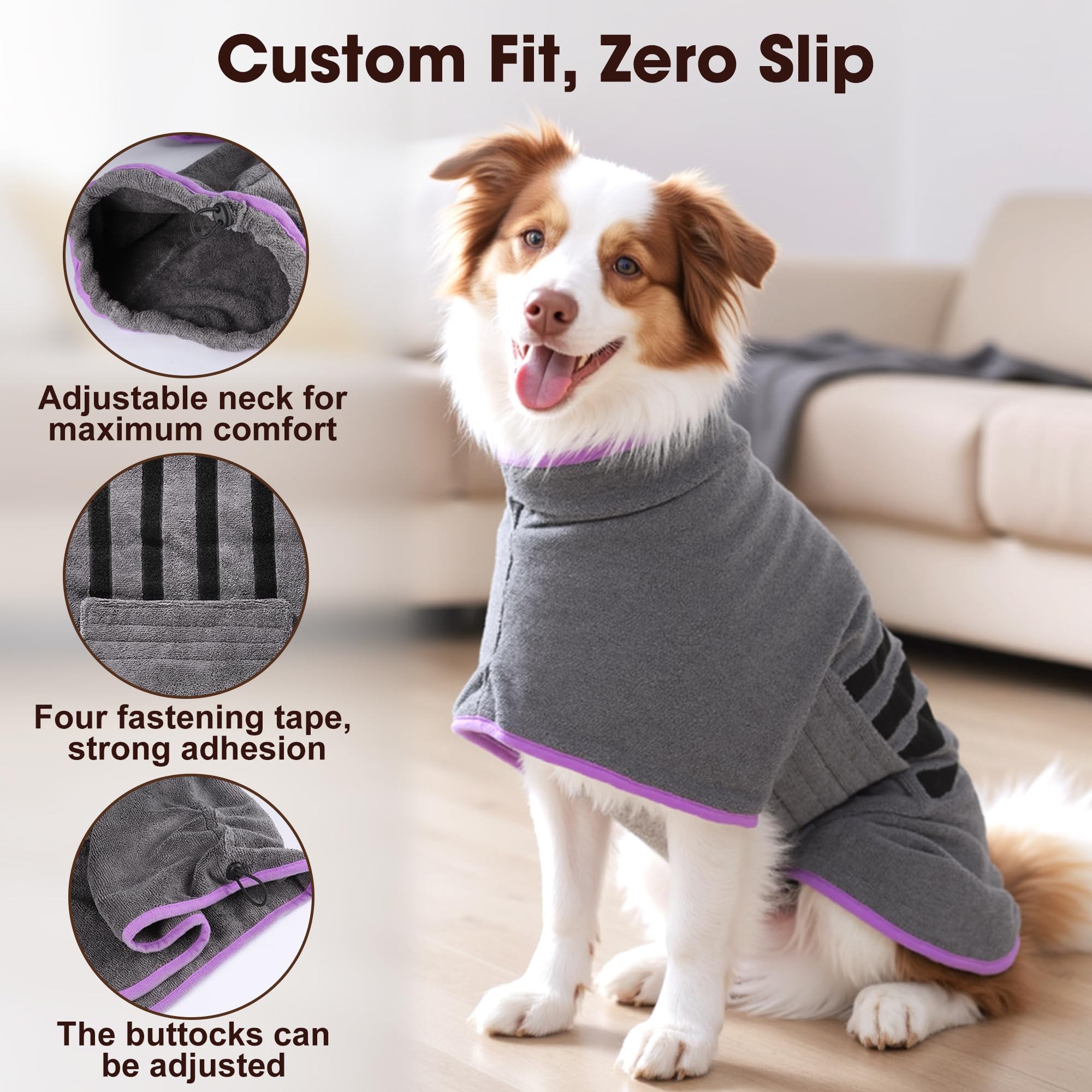 Peignoir Microfibre pour Chien – Séchage Rapide, Super Absorbant, Idéal pour Chiens Moyens et Grands – Peignoir Doux et Confortable, pour Bain et Promenade