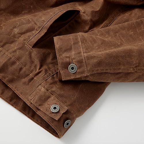 Miniatura 6 de Huckberry Flint and Tinder Chaqueta de Camionero Encerada con Forro de Franela para Hombre, Chaqueta para Hombre Resistente al Agua y a la Intemperie