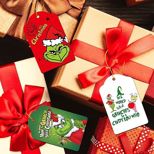 Miniatura 5 de 120 etiquetas de regalo de Navidad de 79 pies de cable metálico. Incluye 12 elegantes diseños de papel de aluminio con purpurina. Etiquetas