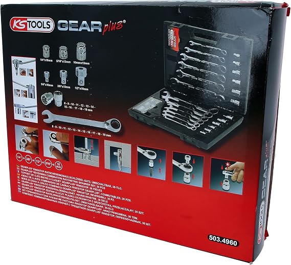 KS Tools 503.496 GEAR+ Rev Combination Spanner Set 30 Pieces