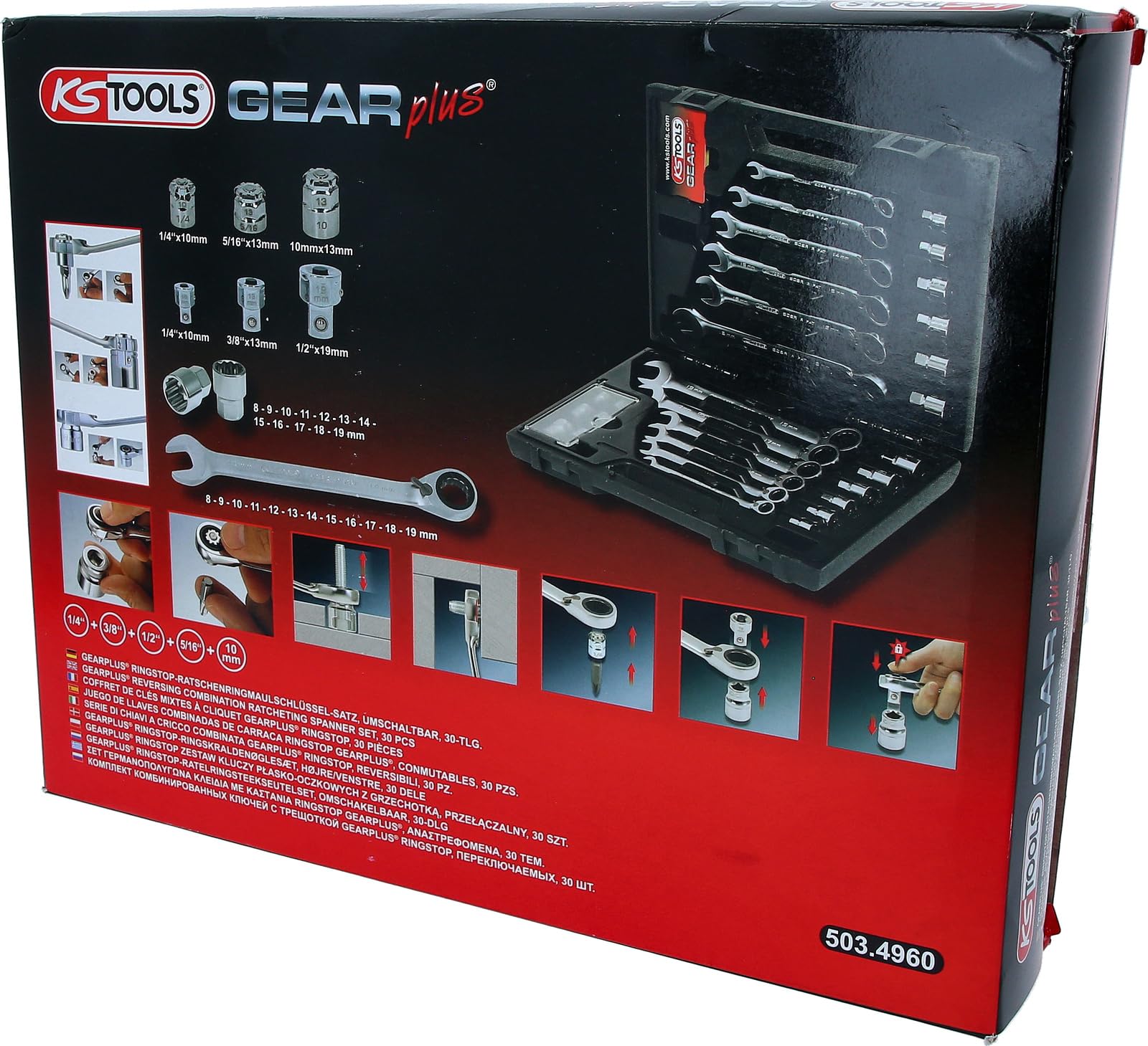KS Tools 503.4554 4 En 1, Llave Poligonal De Carraca Doble Gear