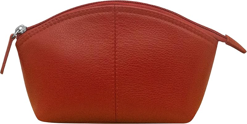 Necessaire de maquiagem ili New York em couro legítimo com bloqueio RFID, vermelha