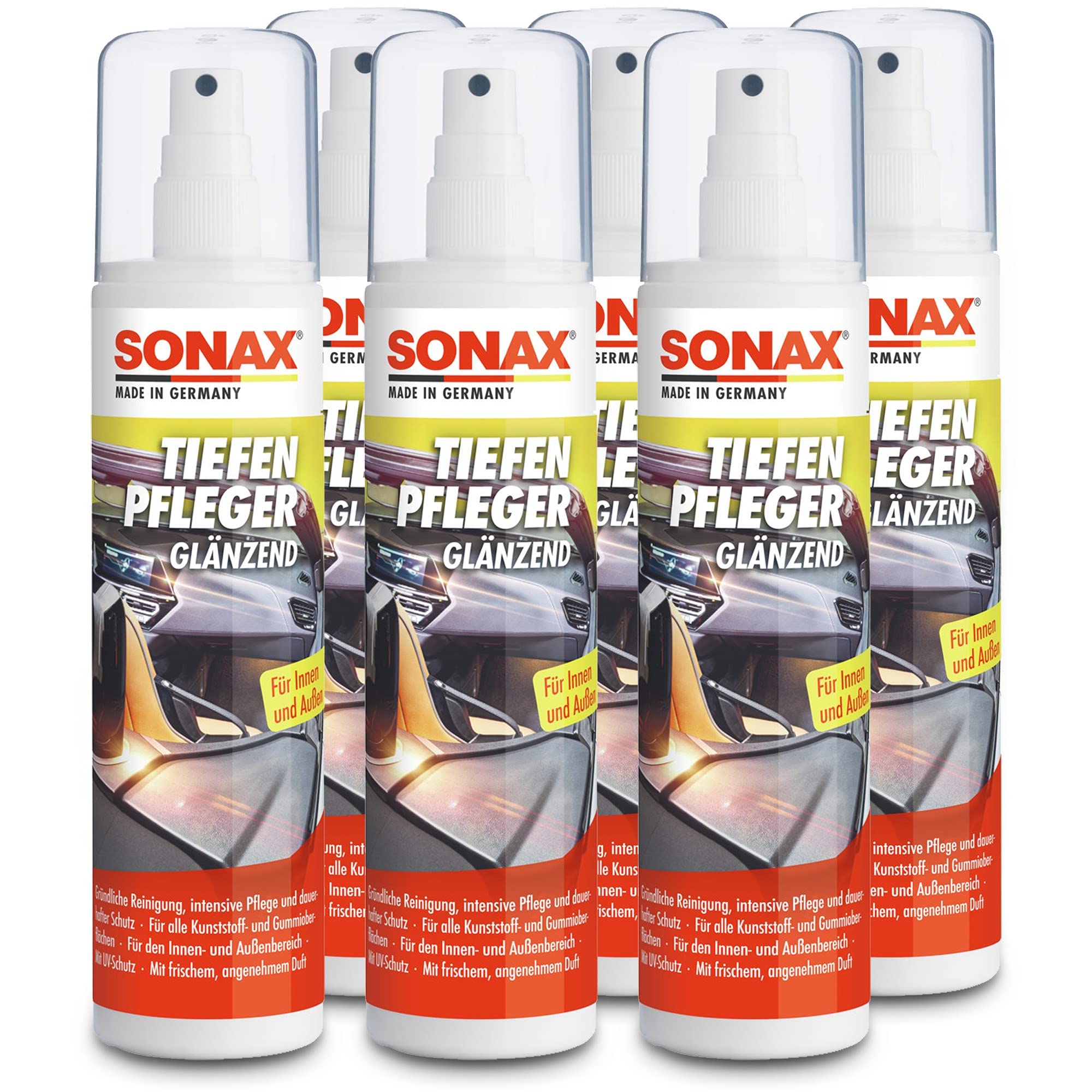 SONAX 6 x 03800410 ciudadores Profundidad Brillante plástico Limpiador 300 ML